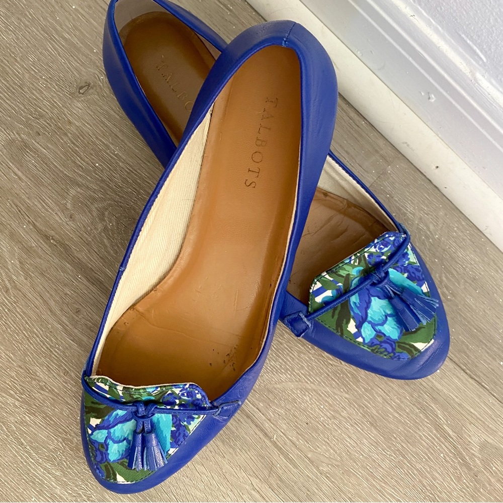 Talbots Blue Floral Loafers Size 8.5